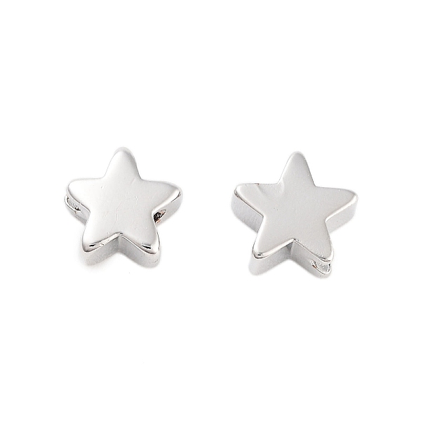 

PandaHall Rack Plating Brass Beads, Long-Lasting Plated, Cadmium Free & Lead Free, Star, Platinum, 6x6x2.5mm, Hole: 1mm Brass Star