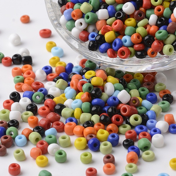 

PandaHall 6/0 Opaque Colors Round Glass Seed Beads, Mixed Color, 4x2.5mm, Hole: 1mm, about 722pcs/50g Glass Multicolor