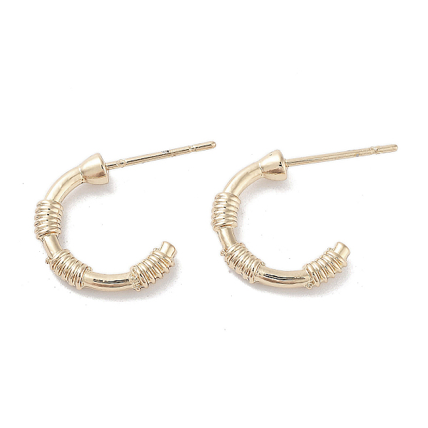 

PandaHall Wire Wrapped Half Ring Alloy Studs Earrings for Women, with 304 Stainless Steel Pins, Light Gold, 14x3mm Alloy Ring