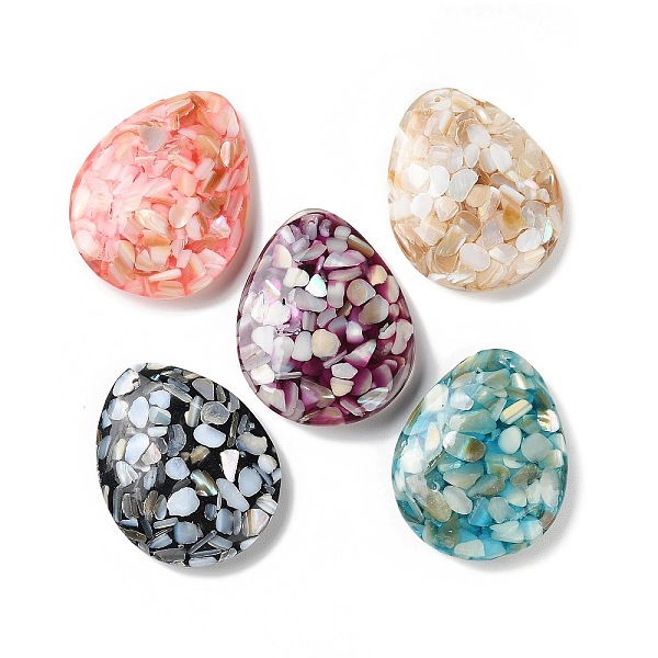 

PandaHall Natural Freshwater Shell Dyed Chip Resin Big Pendants, Teardrop Charms, Mixed Color, 48~50x39~40x10~11mm, Hole: 1.2~1.4mm..., Multicolor