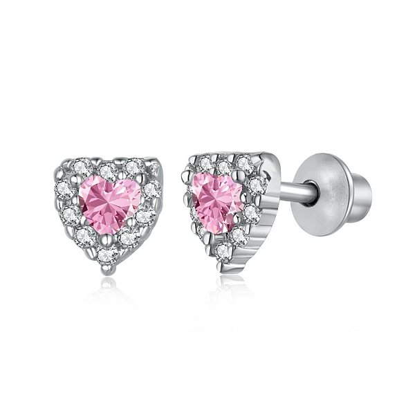

PandaHall Rhodium Plated 925 Sterling Silver Micro Pave Cubic Zirconia Heart Stud Earrings for Woman, Real Platinum Plated, Pearl Pink...