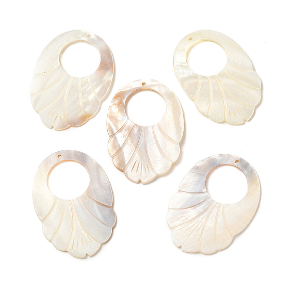 

PandaHall Natural Freshwater Shell Big Pendants, Leaf Charms, 66~67x45~46.5x3~4mm, Hole: 2.5mm Freshwater Shell Leaf