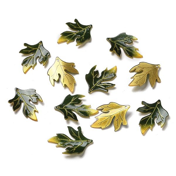 

PandaHall Acrylic Pendants, Leaf, Dark Green, 28~29x20~21x2~3mm, Hole: 1~1.4mm Acrylic Leaf