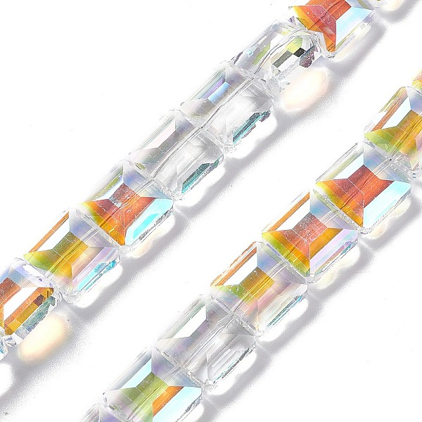 

PandaHall Transparent Electroplate Glass Beads Strands, Half Plated, Square, 13x13x7mm, Hole: 1.2mm, about 50pcs/strand, 25.98''(66cm) Glass..., Clear
