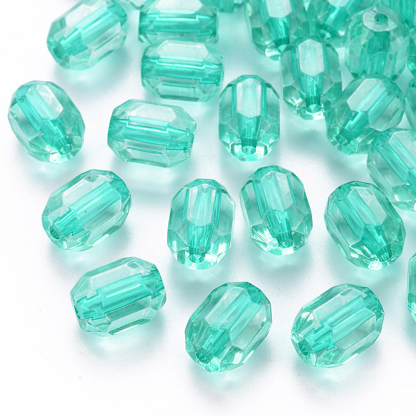 

PandaHall Transparent Acrylic Beads, Oval, Faceted, Turquoise, 14x10x10mm, Hole: 2mm, about 377pcs/500g Acrylic Oval Green