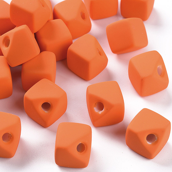 

PandaHall Acrylic Beads, Rubberized Style, Half Drilled, Gap Cube, Dark Orange, 13.5x13.5x13.5mm, Hole: 3.5mm Acrylic Cube