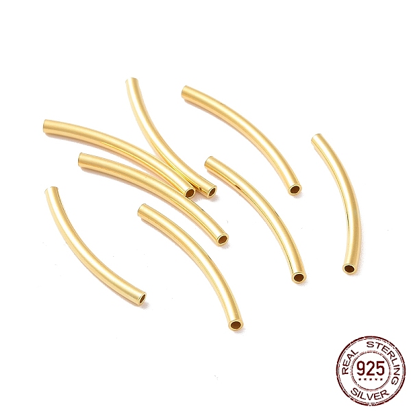 

PandaHall 925 Sterling Silver Tube Beads, Curved Tube, Real 18K Gold Plated, 20x1.5mm, Hole: 1mm, about 55pcs/10g Sterling Silver Tube