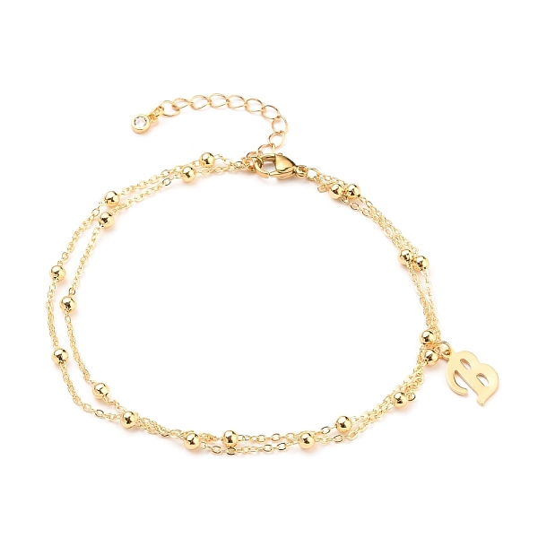 

PandaHall Double Layer Anklets, with Brass Satellite Chains, 304 Stainless Steel Pendants and Lobster Claw Clasps, Letter, Golden, Letter.B...