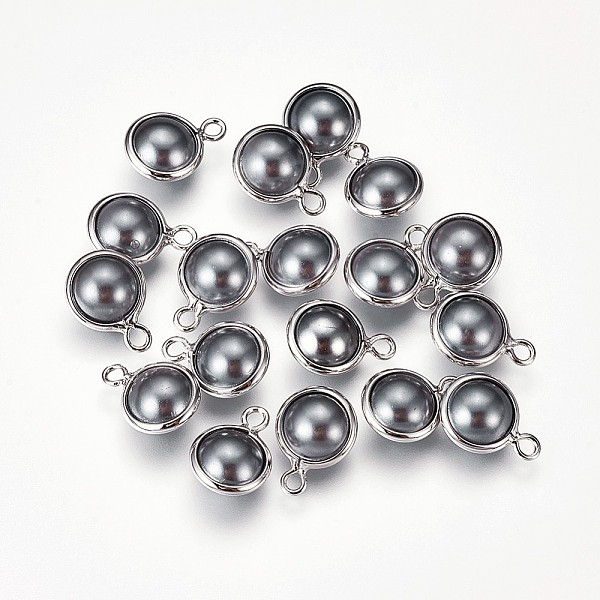 

PandaHall Brass Charms, with Shell Beads, Long-Lasting Plated, Nickel Free, Flat Round, Real Platinum Plated, 11x8x4.5mm, Hole: 1.5mm Brass..., Black