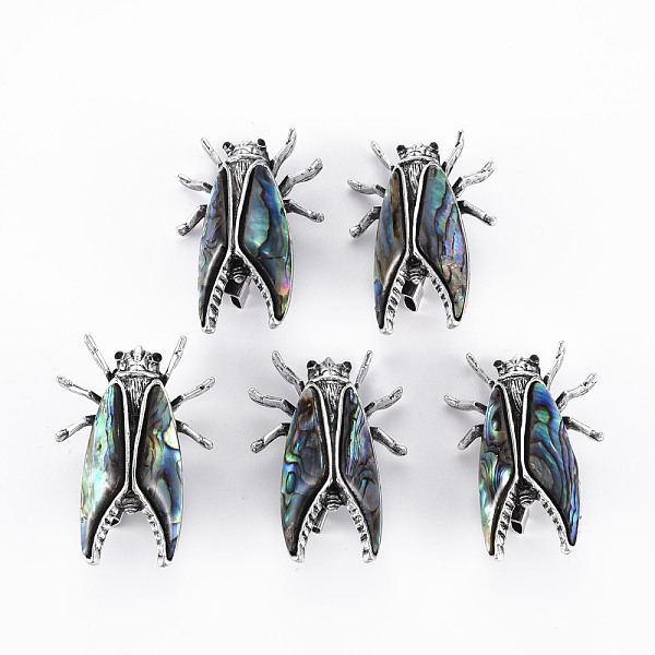 

PandaHall Cicada Shape Natural Abalone Shell/Paua Shell Brooch Pin, Alloy with Rhinestone Lapel Pin for Backpack Clothing, Lead Free &...