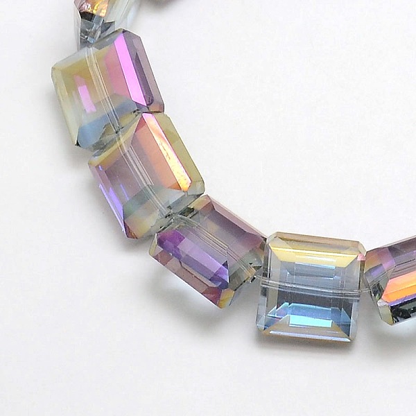 

PandaHall Electroplate Crystal Glass Square Beads Strands, Faceted, Rainbow Color Plated, Medium Purple, 13x13x8mm, Hole: 1mm, about...