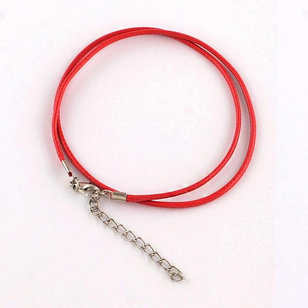 

PandaHall Waxed Cotton Cord Necklace Making, with Alloy Lobster Claw Clasps and Iron End Chains, Platinum, Red, 17.4 inch(44cm) Waxed Cotton...
