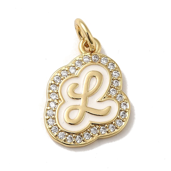 

PandaHall Brass Micro Pave Cubic Zirconia Pendants, with Jump Rings, Real 18K Gold Plated, Letter L, 17x14x2mm, Hole: 3.8mm Brass+Cubic..., Clear