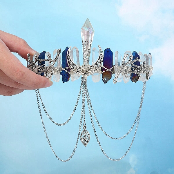 

PandaHall Natural Crystal Hair Bands, Blue, 150x120x45mm Quartz Crystal Blue