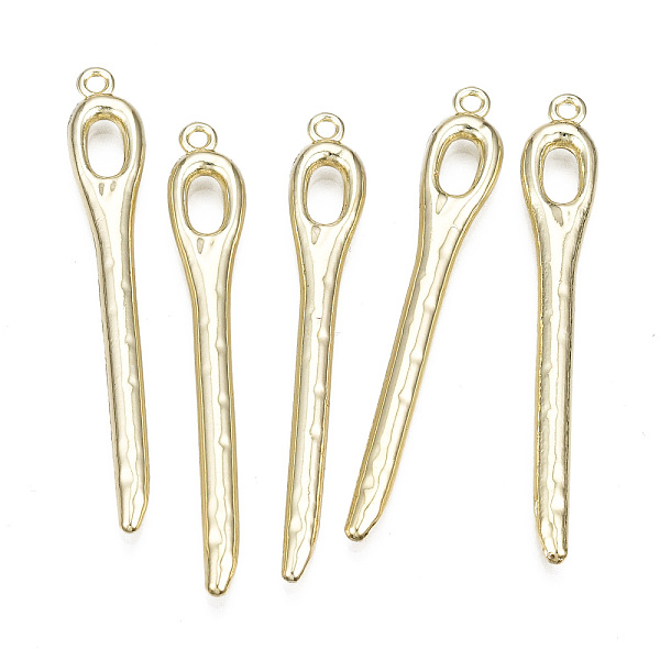 

PandaHall Rack Plating Alloy Pendants, Cadmium Free & Lead Free, Pin, Light Gold, 49.5x7.5x2.5mm, Hole: 1.6mm Alloy Others
