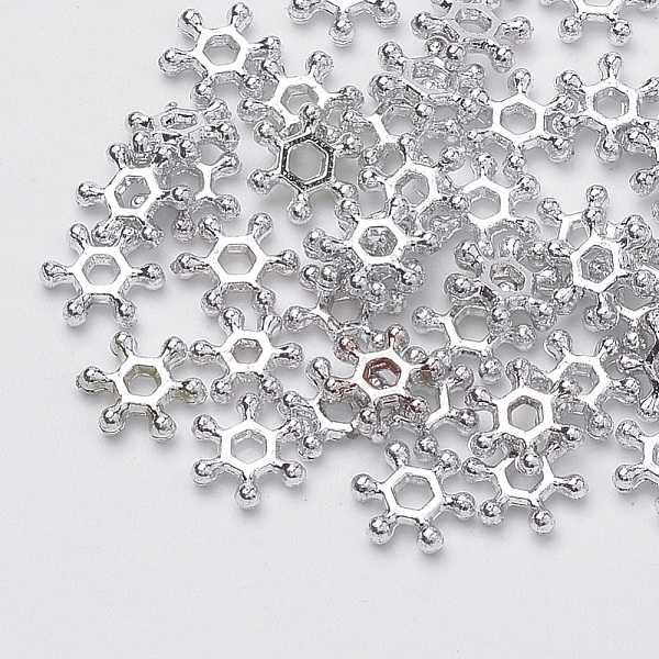 

PandaHall Plating Acrylic Beads, Snowflake, Silver, 8x7x2mm, Hole: 1.5mm, about 25000pcs/500g Acrylic Snowflake Silver