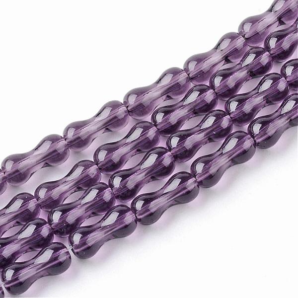 

PandaHall Transparent Glass Bead Strands, Bone, Purple, 8x3.5mm, Hole: 1mm, about 70pcs/strand, 21.9 inch Glass Others Purple