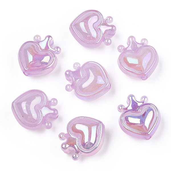 

PandaHall UV Plating Rainbow Iridescent Acrylic Beads, with Glitter Powder, Heart with Crown, Medium Orchid, 24.5x21.5x14mm, Hole: 3mm...