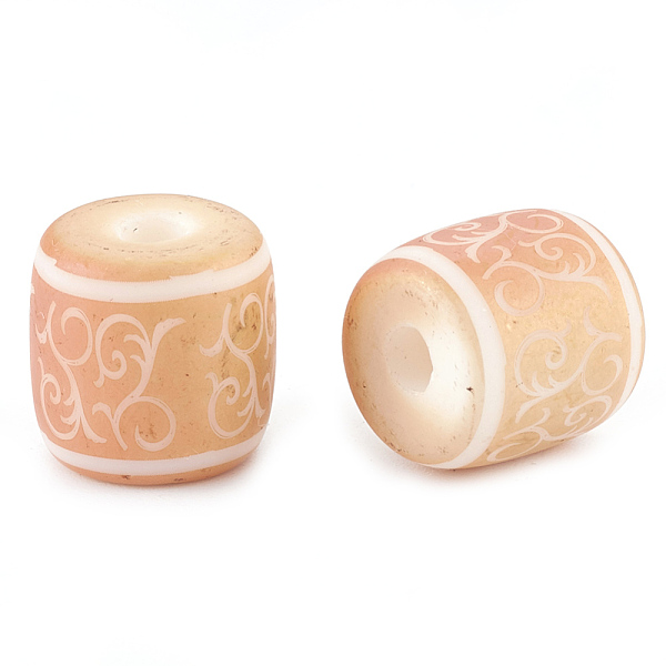 

PandaHall Electroplate Glass Beads, Frosted, Barrel with Vine Pattern, Rainbow Plated, 12x11.5mm, Hole: 3mm, 100pcs/bag Glass Flower