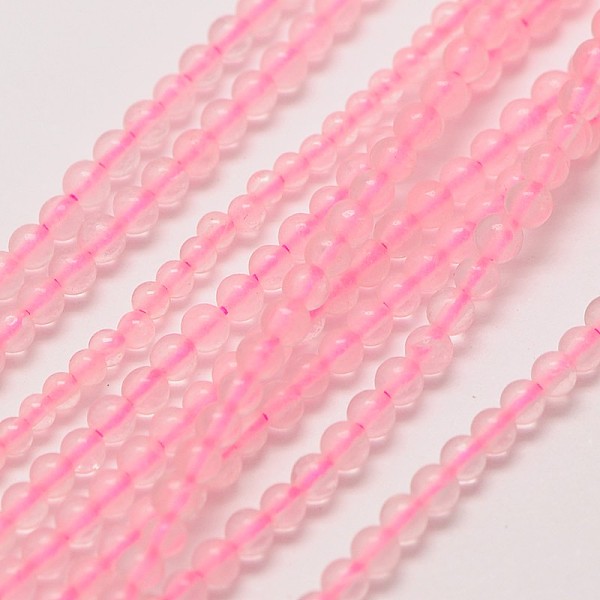 

PandaHall Natural Rose Quartz Round Bead Strands, 2mm, Hole: 0.8mm, about 184pcs/strand, 16 inch Rose Quartz Round Pink