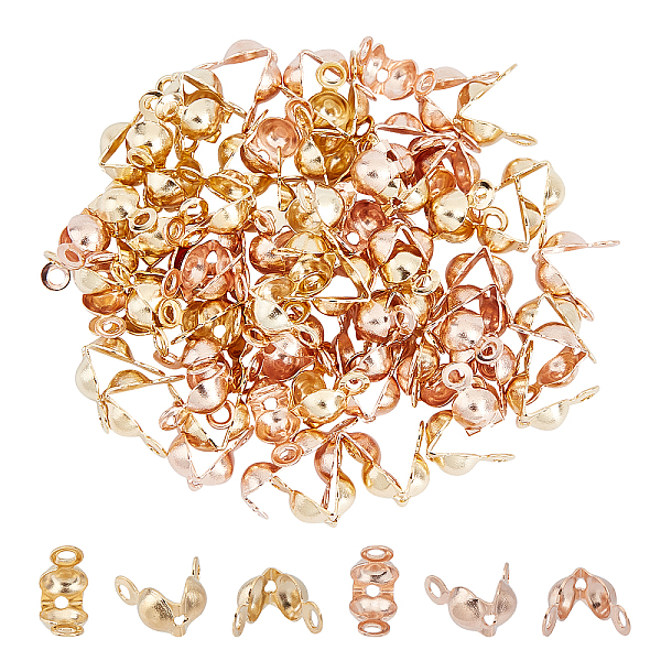 

PandaHall Unicraftale 304 Stainless Steel Bead Tips, Calotte Ends, Clamshell Knot Cover, Golden & Rose Gold, 7.5x4x3.5mm, Hole: 1.5mm, Inner...
