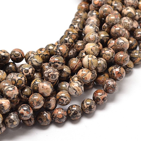 Natural Leopard Skin Jasper Round Bead Strands