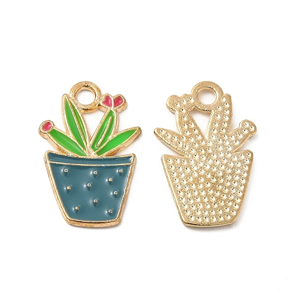 

PandaHall Alloy Enamel Pendants, Potted Plant Charm, Golden, Teal, 22x14.5x1.5mm, Hole: 2.5mm Alloy+Enamel Others Cyan