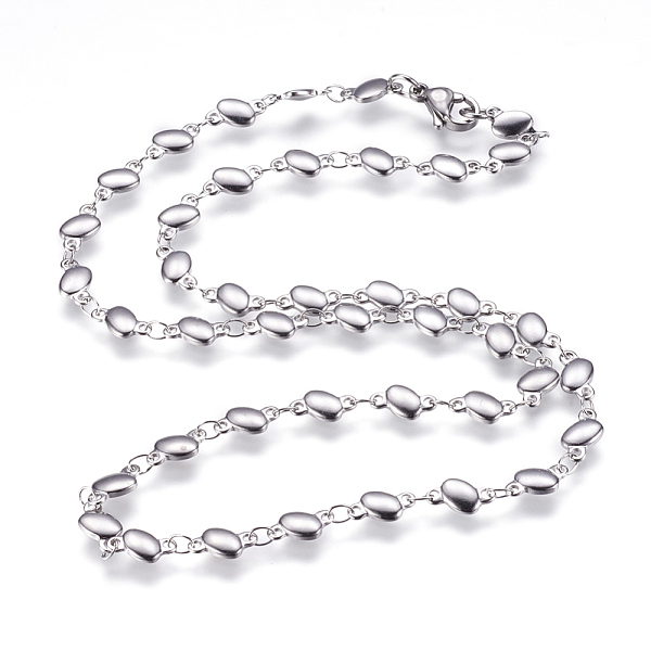 

PandaHall 304 Stainless Steel Chain Necklaces, with Lobster Claw Clasps, Oval, Stainless Steel Color, 17.7 inch(45cm) 304 Stainless Steel