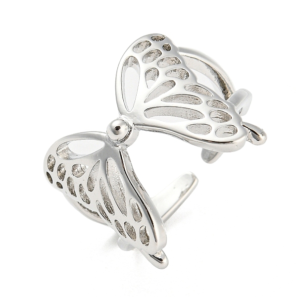 

PandaHall Brass Open Cuff Rings, Hollow Butterfly, Platinum, US Size 6(16.5mm) Brass Butterfly