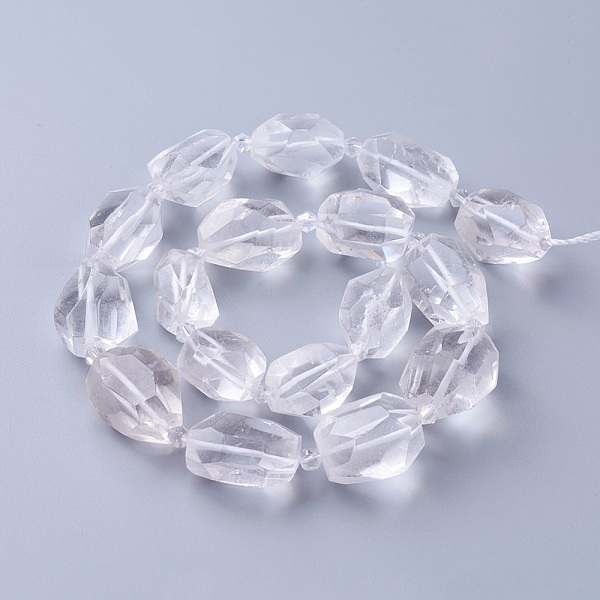 

PandaHall Natural Quartz Crystal Beads Strands, Rock Crystal, Faceted, Polygon, 19~22x12~18mm, Hole: 1.5mm, about 16~17pcs/strand, 15.15...