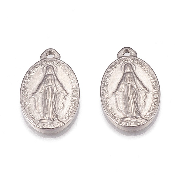 

PandaHall 304 Stainless Steel Pendants, Oval with Virgin Mary, Stainless Steel Color, 21x13x2mm, Hole: 2mm 304 Stainless Steel Oval