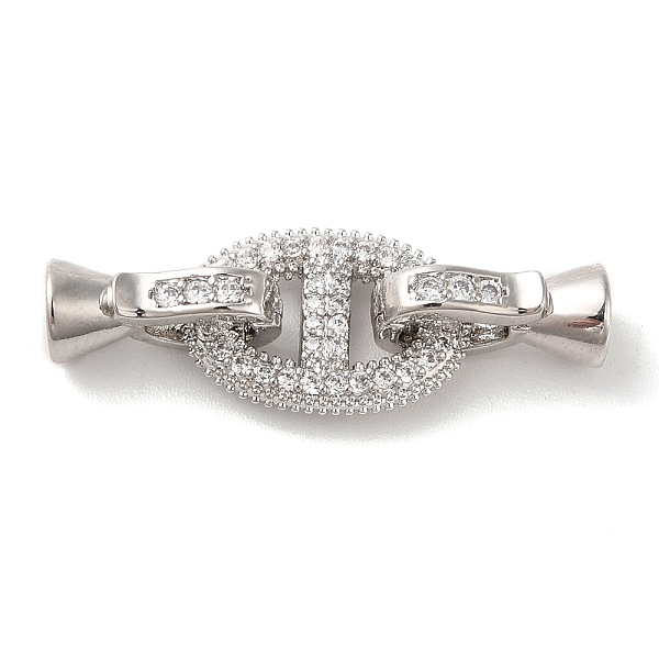 

PandaHall Brass Micro Pave Clear Cubic Zirconia Fold Over Clasps, Oval, Platinum, Oval: 14.5x9x2mm, Inner Diameter: 3x3.4mm; Clasp...
