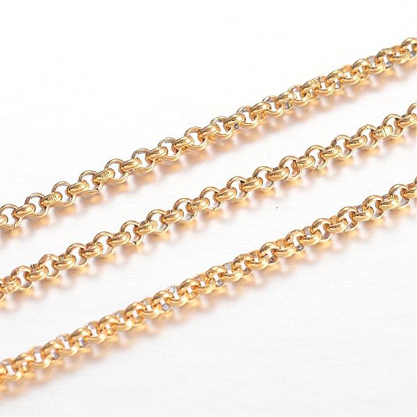 

PandaHall Ion Plating(IP) 304 Stainless Steel Rolo Chains, Belcher Chain, Unwelded, for Jewelry Making, Golden, 2x2x1mm, about 32.8 Feet...