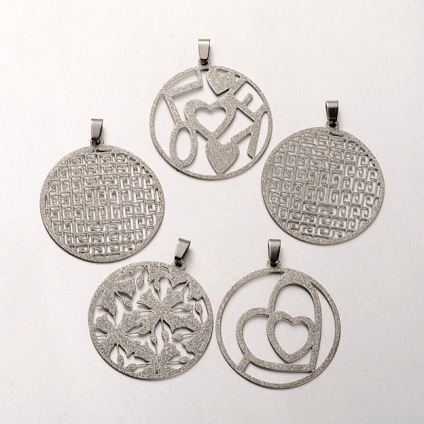 

PandaHall Mixed Filigree Flat Round304 Stainless Steel Textured Pendants, Stainless Steel Color, 39x36x1mm, Hole: 3x5mm 304 Stainless Steel...