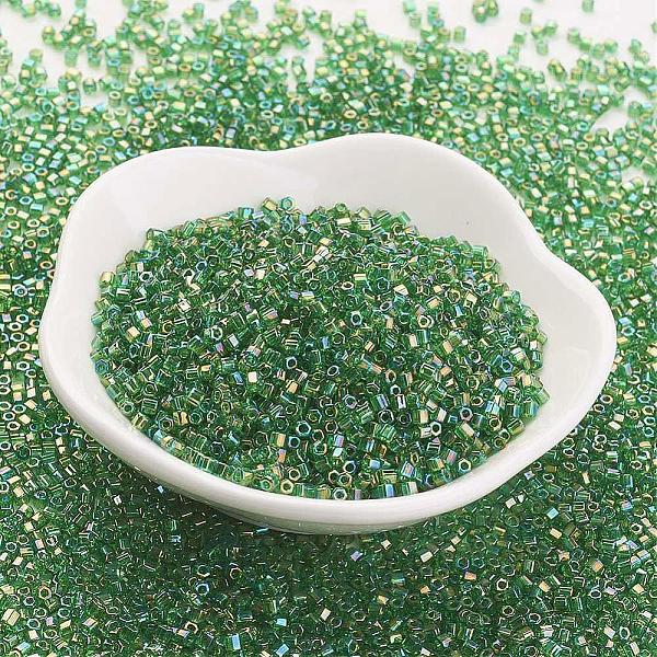 PandaHall TOHO Japanese Seed Beads, 11/0, Two Cut Hexagon, Transparent Rainbow , (167B) Transparent AB Grass Green, 2x2mm, Hole: 0.6mm...