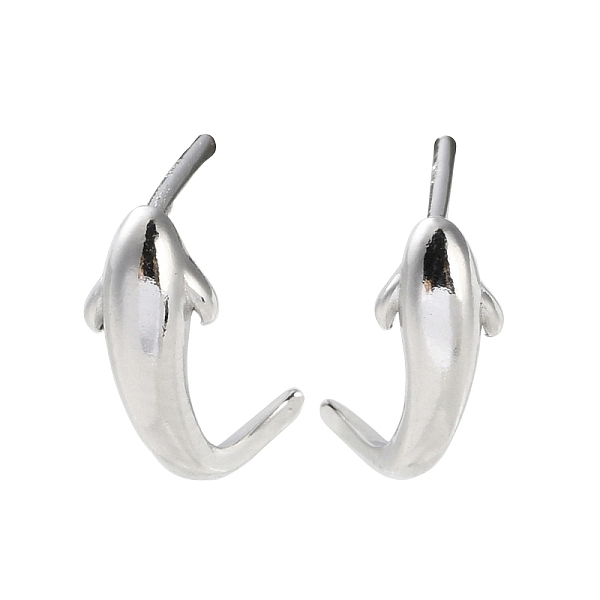 925 Sterling Silver Fish Stud Earrings