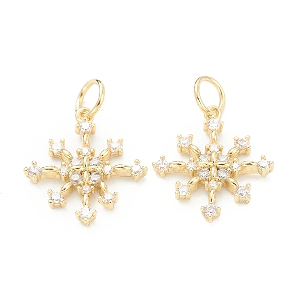 

PandaHall Brass Clear Cubic Zirconia Pendants, Long-Lasting Plated, with Jump Ring, Snowflake, Golden, 16x14x2mm, Hole: 3.5mm Brass+Cubic...