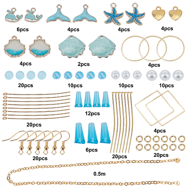 

PandaHall SUNNYCLUE DIY Ocean Theme Dangle Earring Making Kits, Including Glass Beads, Alloy Pendants, Brass Linking Rings & Cable Chain &...