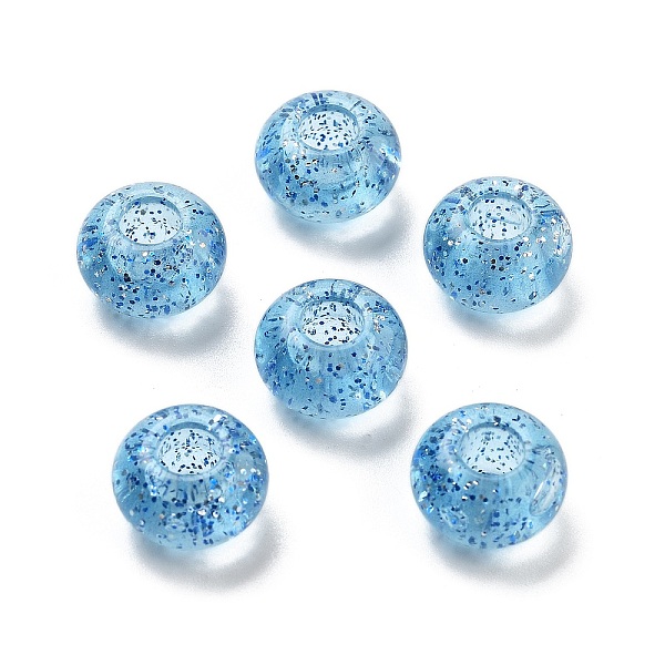 

PandaHall Transparent Acrylic European Beads, Large Hole Beads, with Glitter Powders, Rondelle, Dodger Blue, 14x8.5mm, Hole: 5.5mm, about...