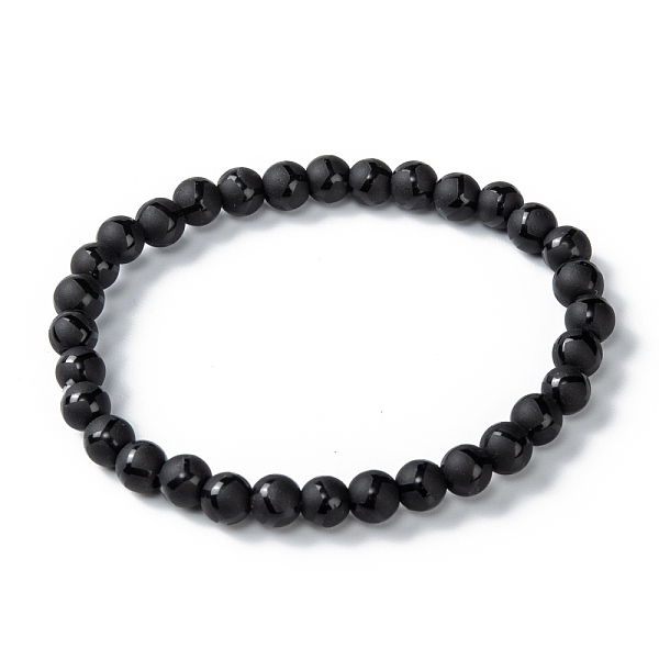 

PandaHall Frosted Glass Beads Stretch Bracelets, Round with Rhombus Pattern, Black, Beads: 6mm, Inner Diameter: 2 inch(5.1cm) Glass Rhombus...