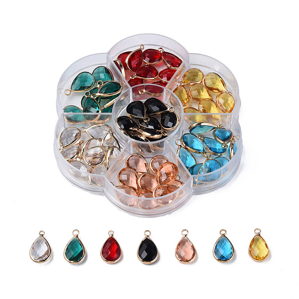 

PandaHall K9 Glass Pendants, with Brass Findings, Teardrop, Mixed Color, Faceted, Light Gold, 18x10.5x5mm, Hole: 2mm K9 Glass Teardrop..., Multicolor