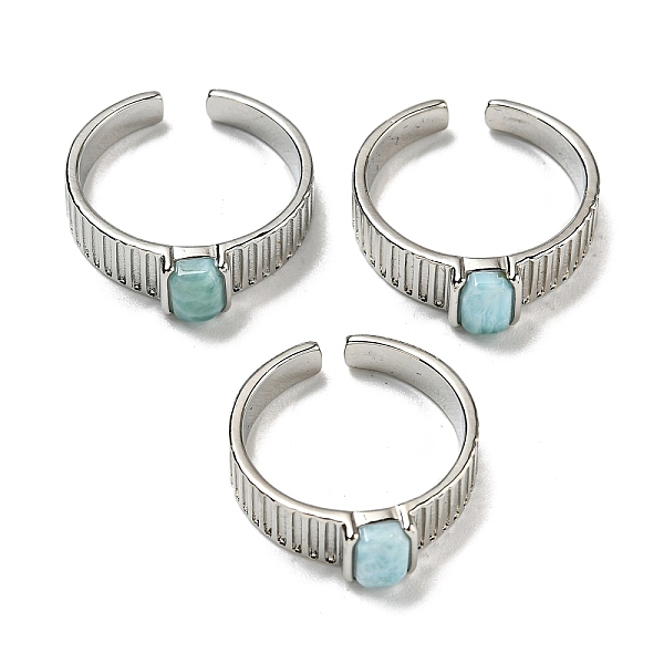 

PandaHall Natural Larimar Adjustable Rings, with Platinum Brass Findings, Long-Lasting Plated, Jewely for Women, Rectangle, Adjustable...