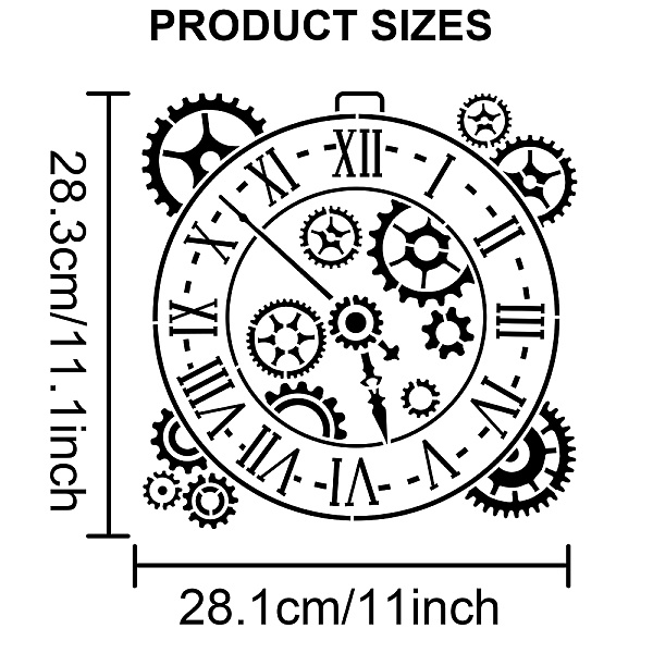 

PandaHall MAYJOYDIY US 1Pc PET Hollow Out Drawing Painting Stencils, with 1Pc Art Paint Brushes, Clock, Stencils: 300x300mm, Brushes...