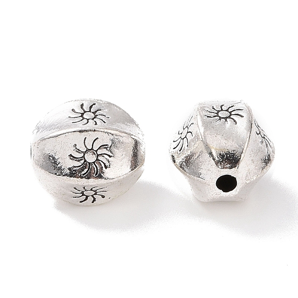 

PandaHall Tibetan Style Alloy Beads, Barrel with Sun, Antique Silver, 11x11x9mm, Hole: 1.6mm, about 366pcs/1000g Alloy Barrel