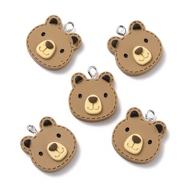 

PandaHall Resin Pendants, with Platinum Iron Peg Bail, Bear, Peru, 22.5x20.5x6.5mm, Hole: 2mm Resin Bear Brown