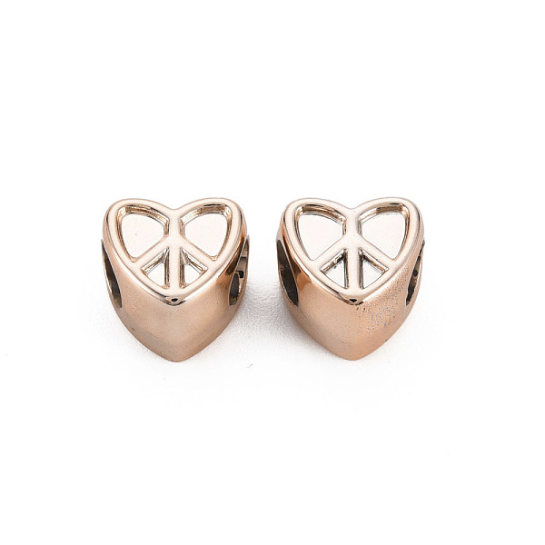 

PandaHall UV Plating Acrylic European Beads, Large Hole Beads, Heart with Peace Sign, Rose Gold, 9.5x10x7.5mm, Hole: 4mm Acrylic Heart