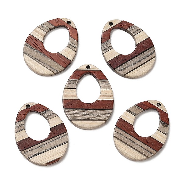 

PandaHall Wenge Wood & Sandalwood & White Ash Pendants, Teardrop Charms, Colorful, 37x28x3.5mm, Hole: 2mm, Inner Diameter: 18x14mm Wood...