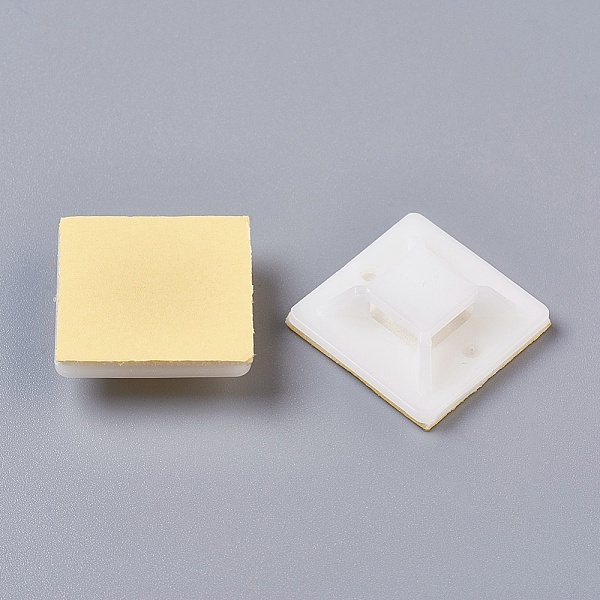 

PandaHall Adhesive Tape Fixing Piece Self-adhesive Cable Tie Holder, Positioning Piece Cable Sucker, White, 23x23x7mm, Hole: 7.5x3mm Plastic...