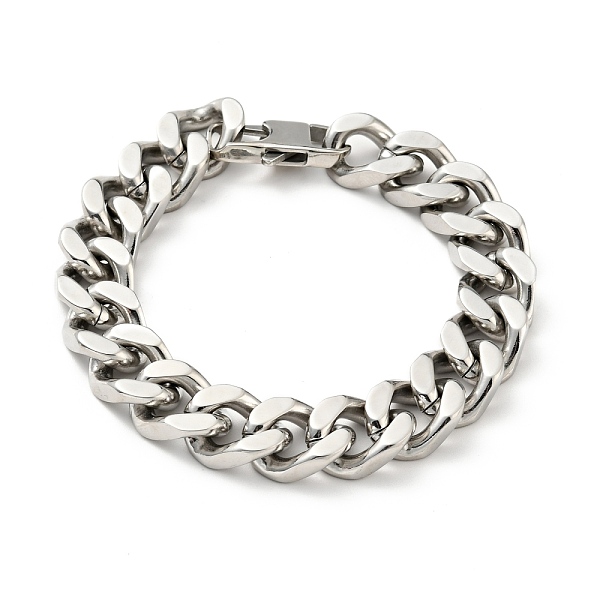 

PandaHall 201 Stainless Steel Curb Chain Bracelet for Men Women, Stainless Steel Color, 8-3/4 inch(22.2cm) 201 Stainless Steel
