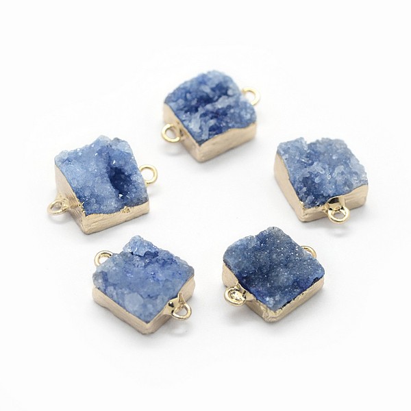 

PandaHall Natural Druzy Quartz Links connectors, with Brass Findings, Square, Golden, Light Steel Blue, 14~18x9~10x6~8mm, Hole: 2mm Quartz...